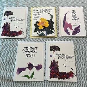 5 Unique Cards with Envelopes. Blank Inside.